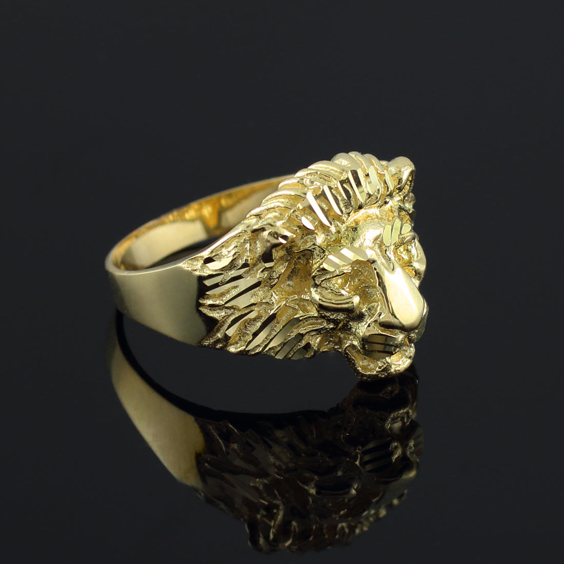 Solid Gold Men's Lion Head Ring, view 2