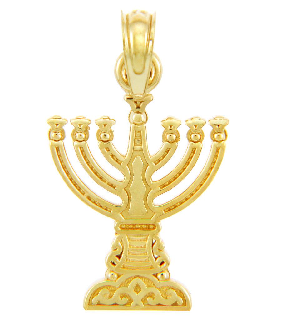Solid Gold Menorah Pendant