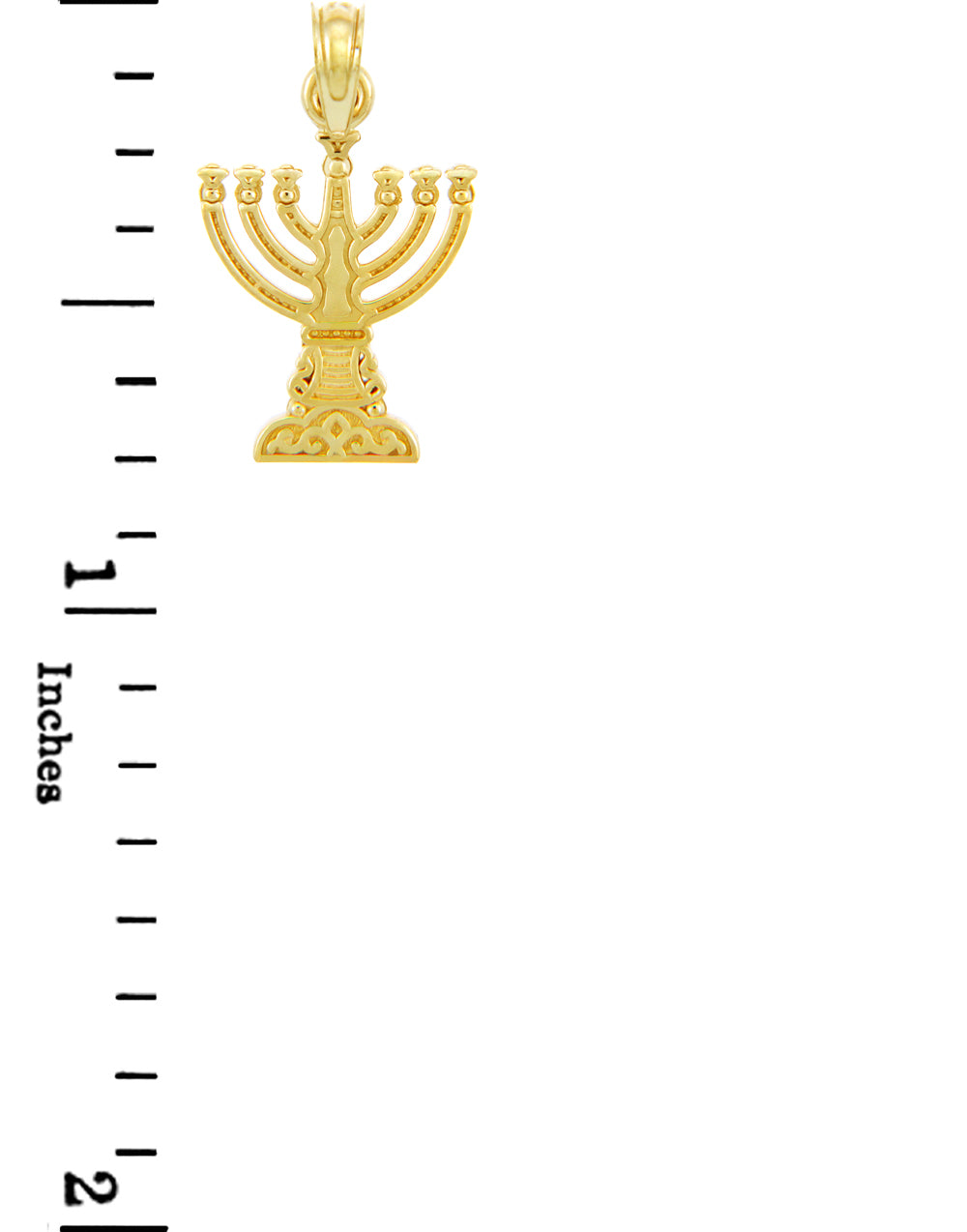 Solid Gold Menorah Pendant, view 2