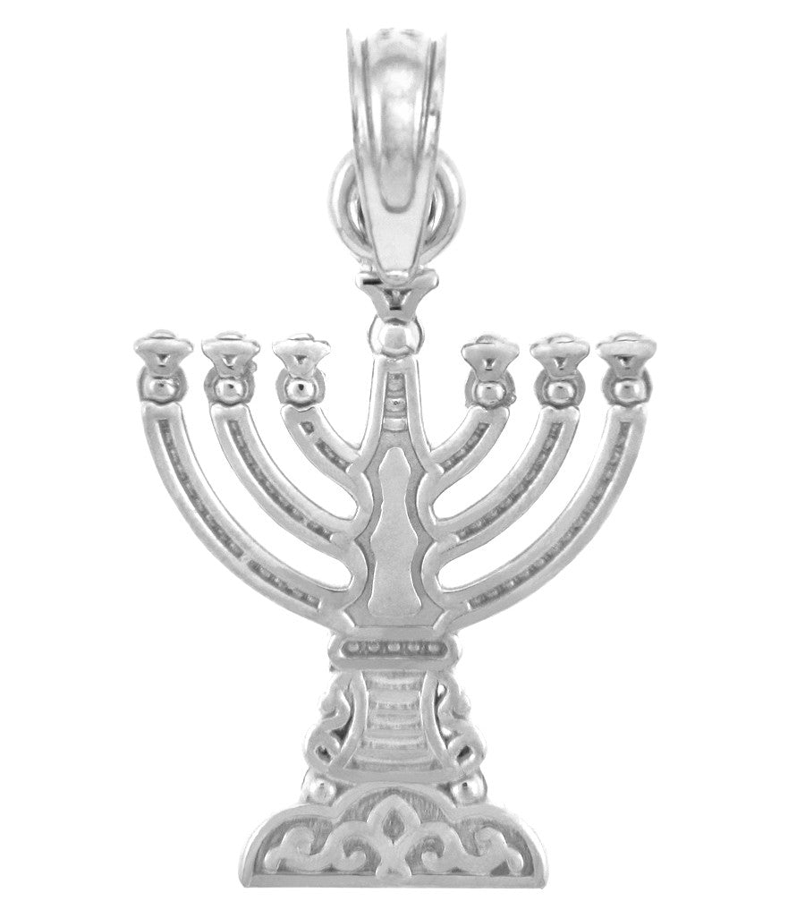 Solid Gold Menorah Pendant, view 3