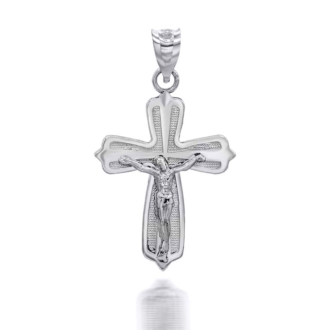 Solid Gold Mini Crucifix Pendant Necklace, view 3