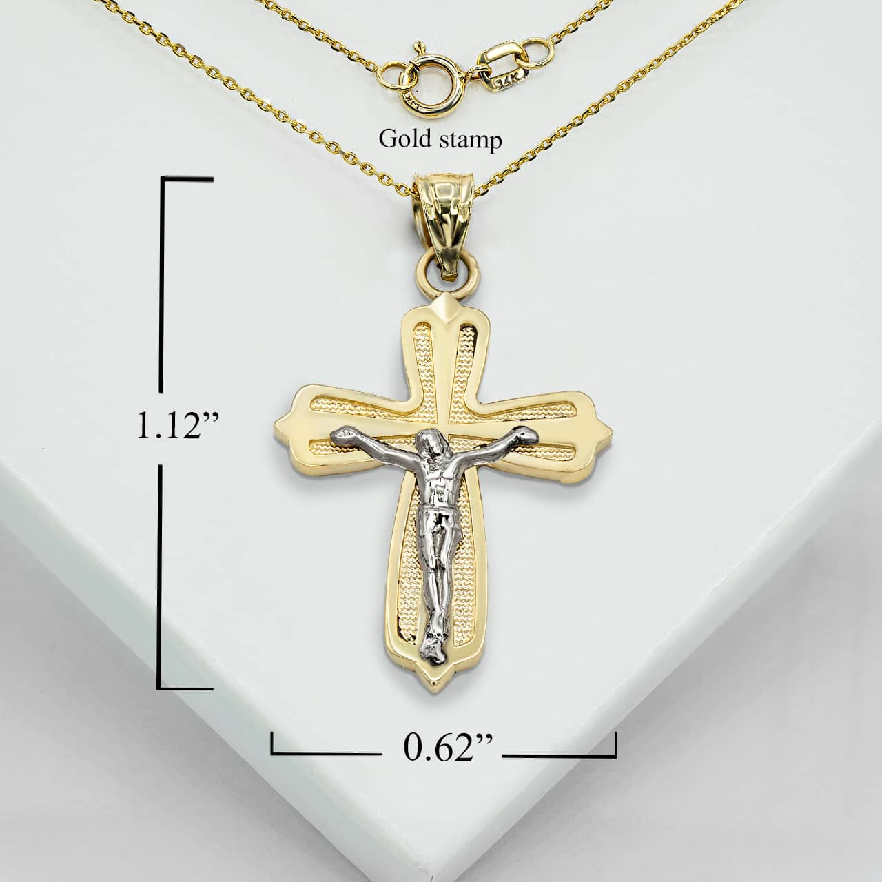 Solid Gold Mini Crucifix Pendant Necklace, view 5
