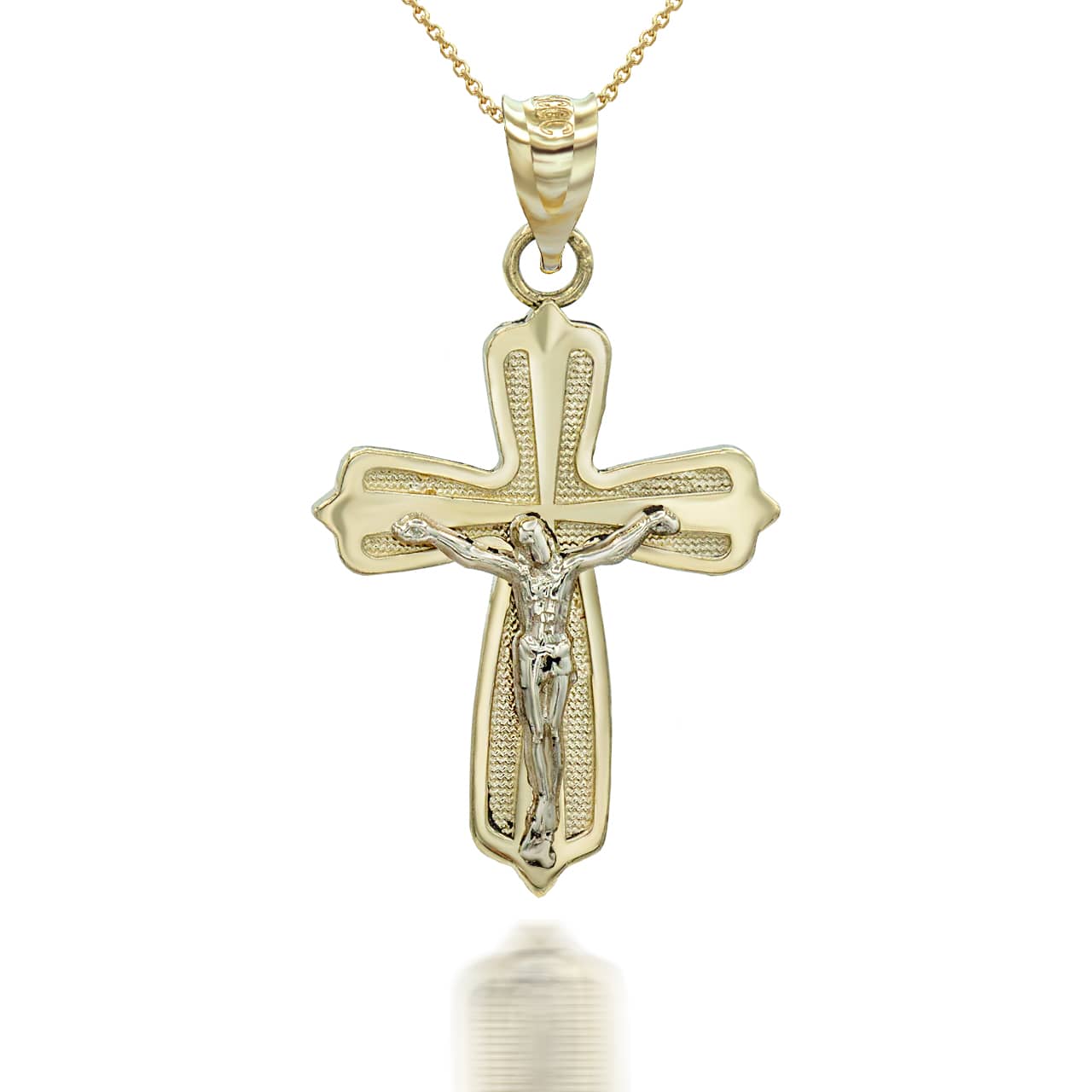Solid Gold Mini Crucifix Pendant Necklace, view 6