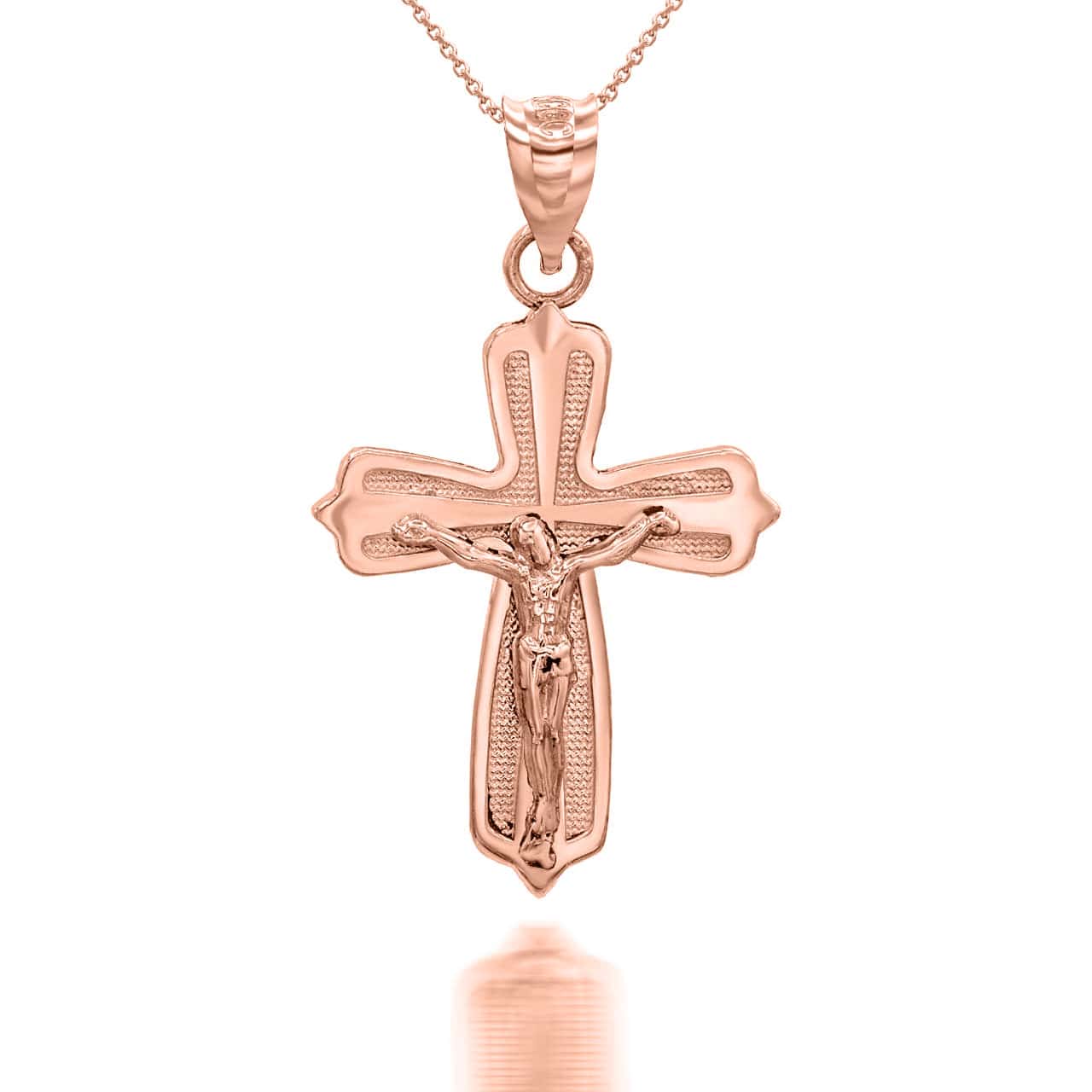 Solid Gold Mini Crucifix Pendant Necklace, view 7