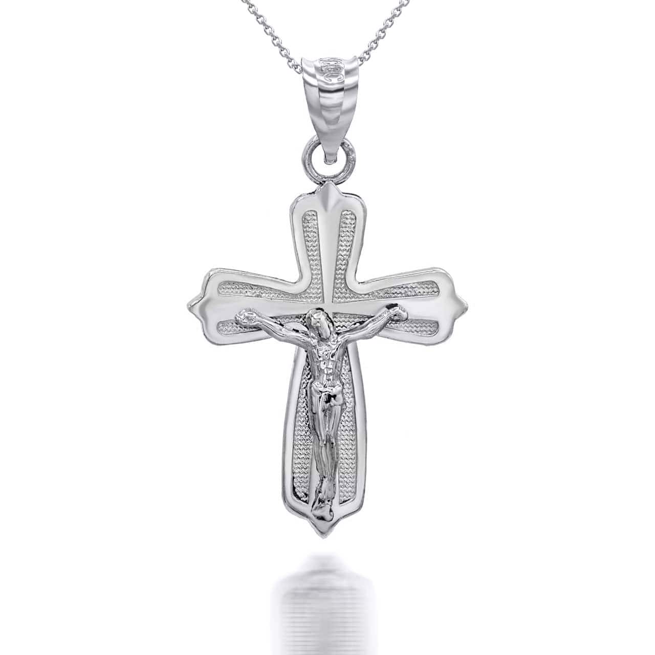 Solid Gold Mini Crucifix Pendant Necklace, view 8