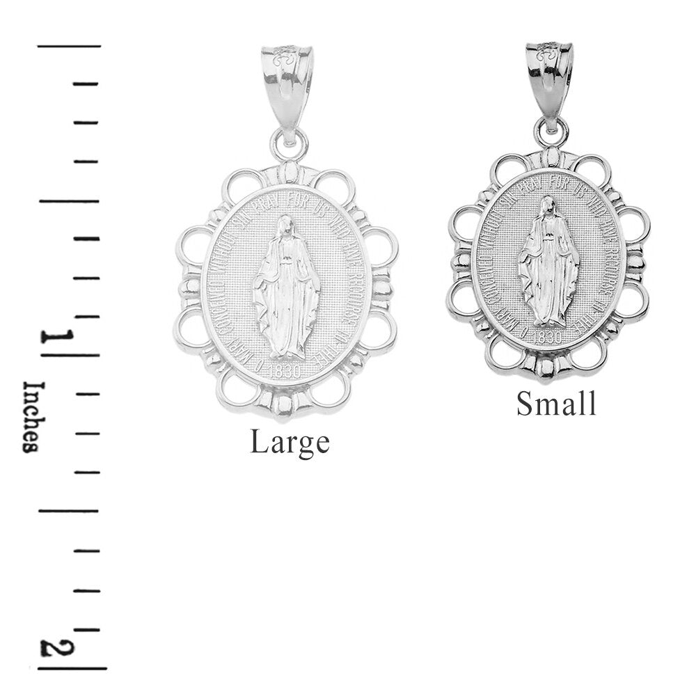 Solid Gold Miraculous Medal of Our Lady of Graces Pendant Necklace (Small), view 9