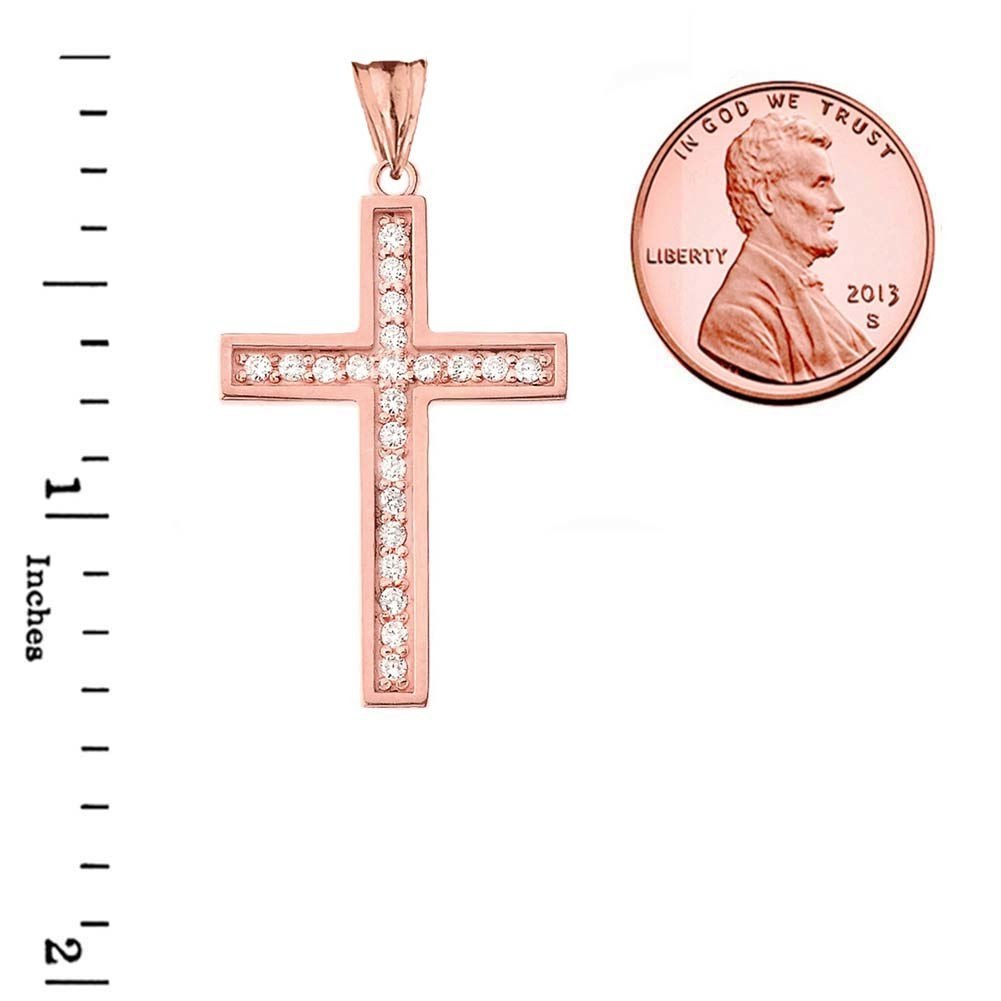 Solid Gold Mod-Chic Diamond Cross Pendant Necklace, view 4