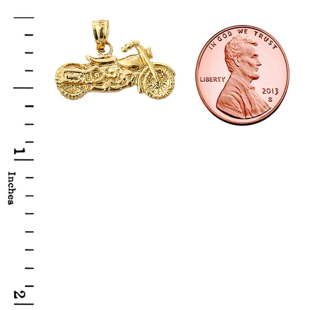 Solid Gold Motorcycle Charm Pendant Necklace, view 2