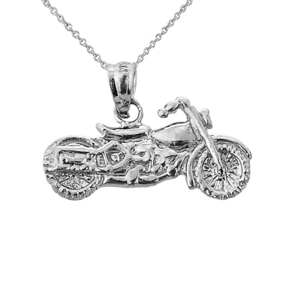 Solid Gold Motorcycle Charm Pendant Necklace, view 4