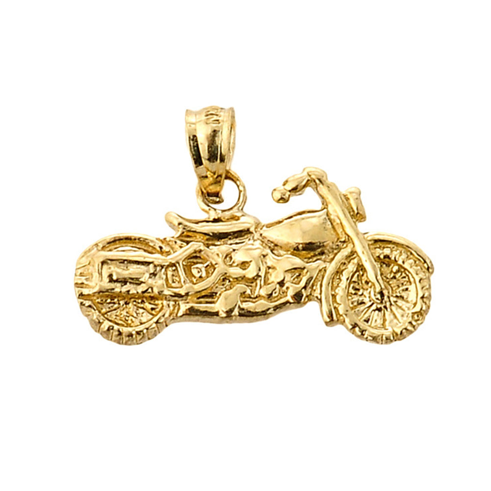 Solid Gold Motorcycle Charm Pendant Necklace, view 5