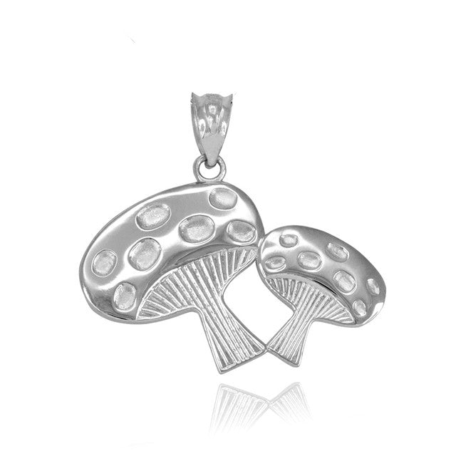 Solid Gold Mushrooms Pendant Necklace, view 6