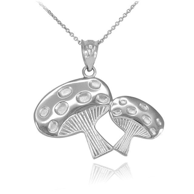 Solid Gold Mushrooms Pendant Necklace, view 10