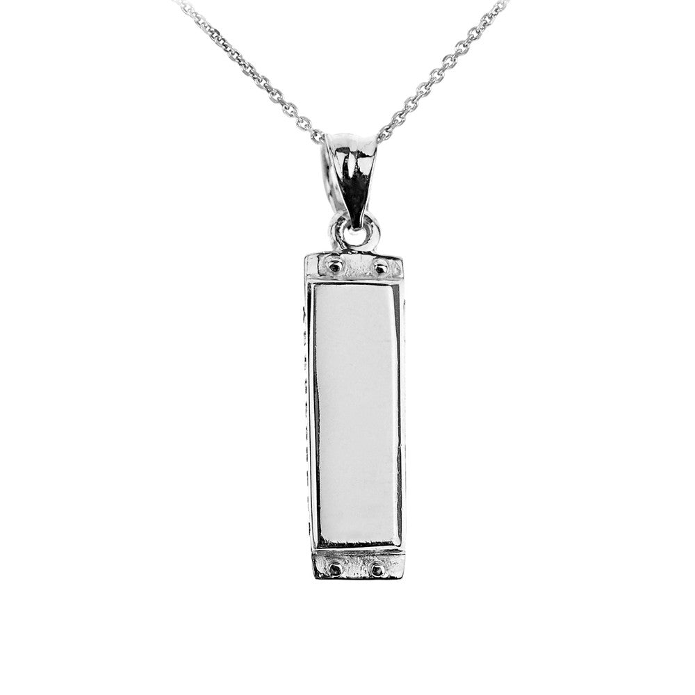 Solid Gold Music Charm Harmonica Pendant Necklace, view 3