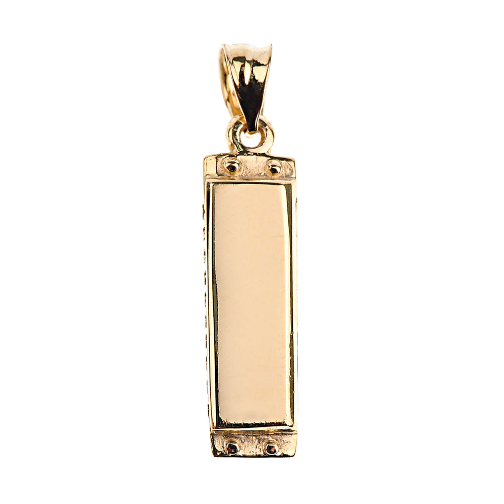 Solid Gold Music Charm Harmonica Pendant Necklace, view 4