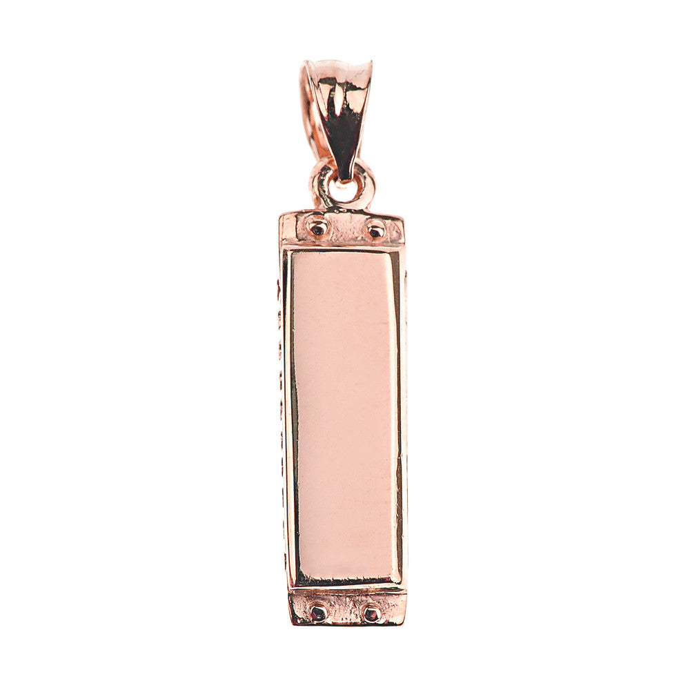 Solid Gold Music Charm Harmonica Pendant Necklace, view 5