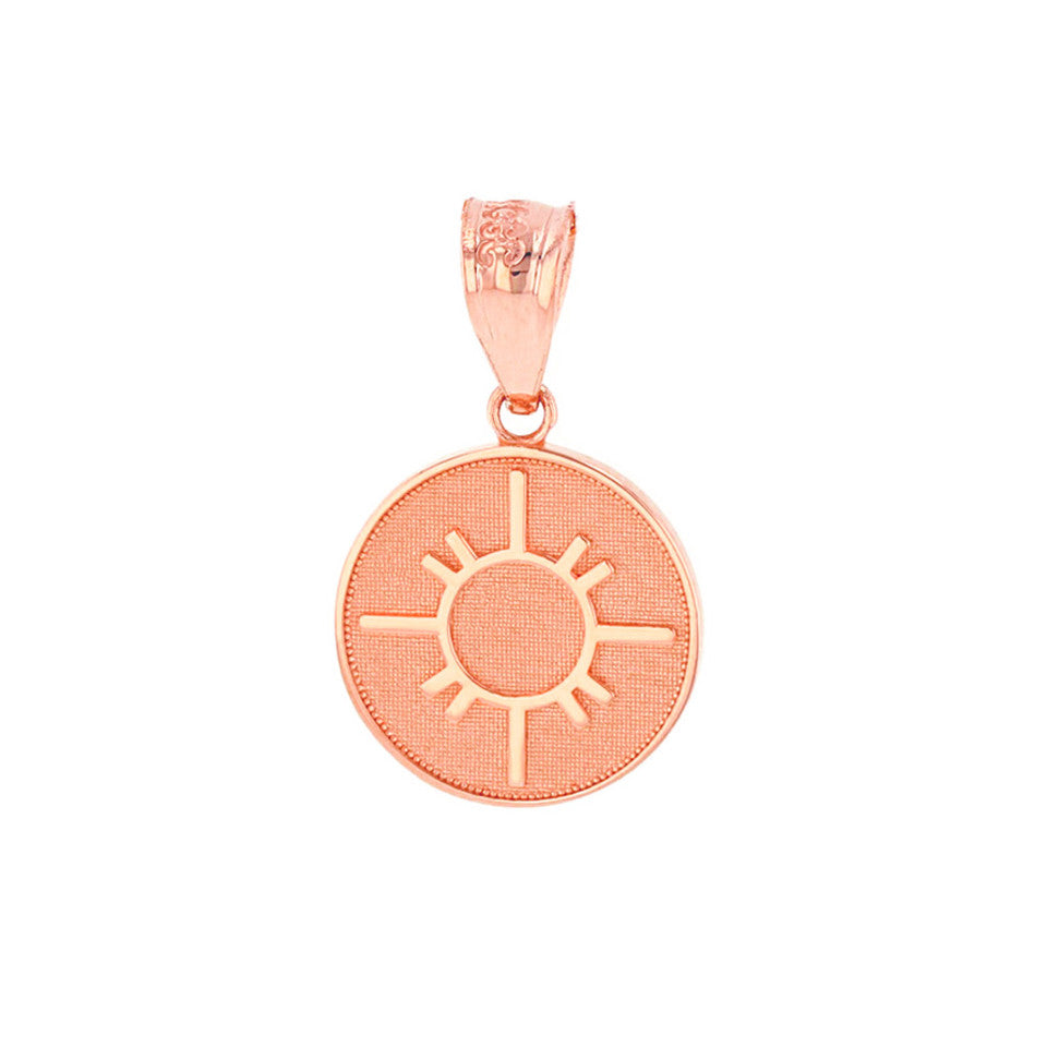 Solid Gold Native American Geometric Sun Symbol Dainty Disc Medallion Pendant Necklace, view 4