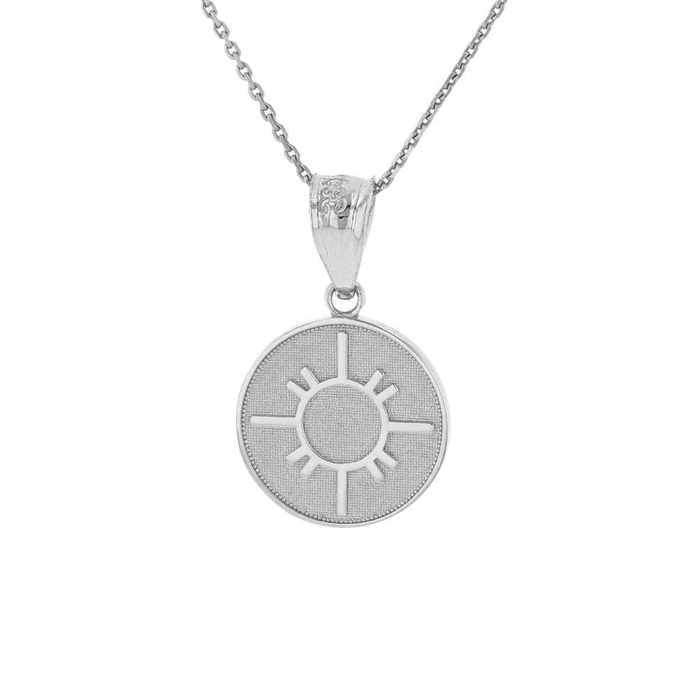Solid Gold Native American Geometric Sun Symbol Dainty Disc Medallion Pendant Necklace, view 7