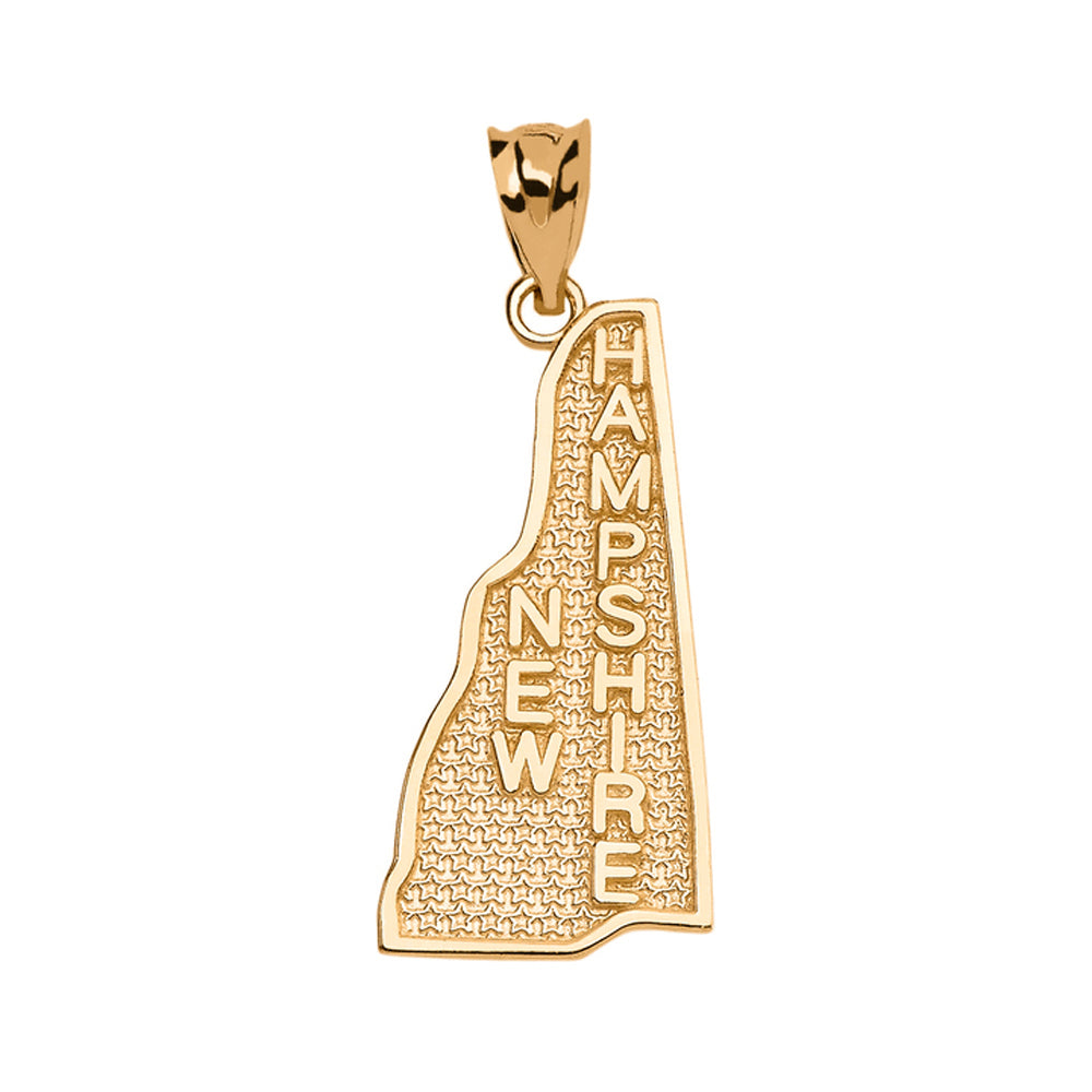 Solid Gold New Hampshire State Map Pendant Necklace, view 2