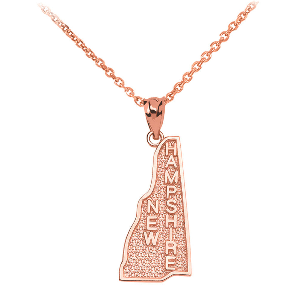 Solid Gold New Hampshire State Map Pendant Necklace, view 3