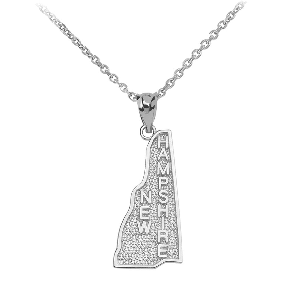 Solid Gold New Hampshire State Map Pendant Necklace, view 4