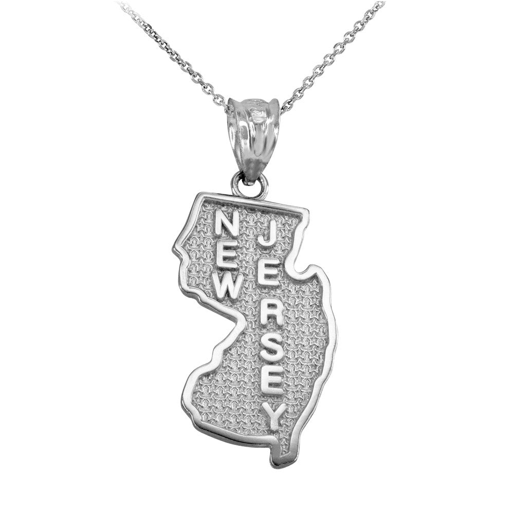 Solid Gold New Jersey State Map Pendant Necklace, view 3