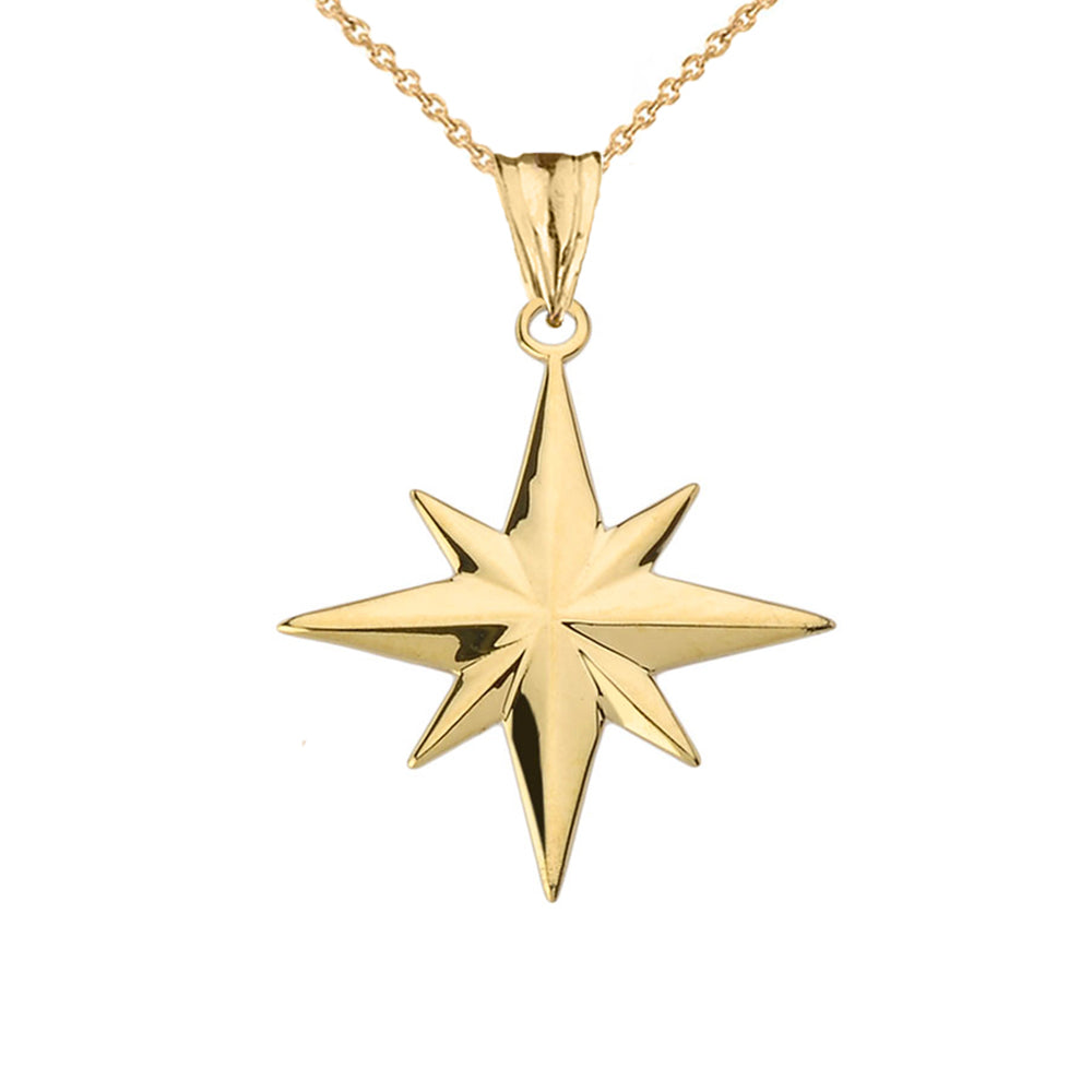 Solid Gold North Star Pendant Necklace
