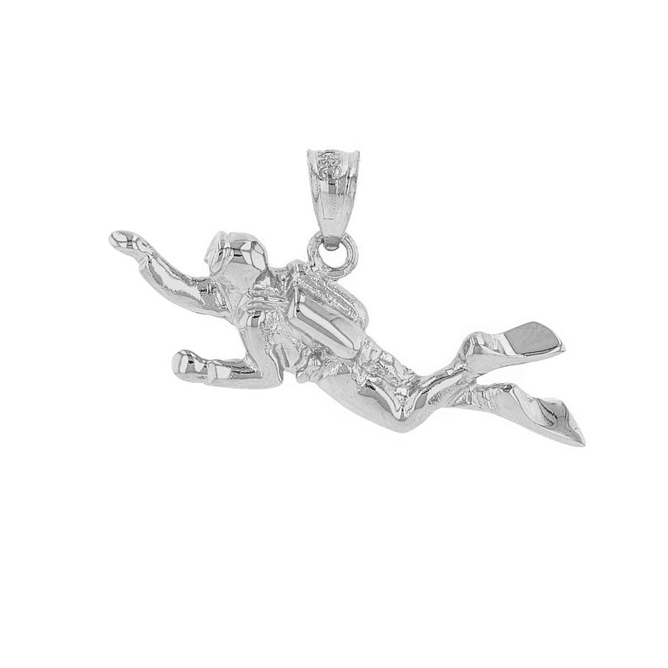 Solid Gold Ocean Scuba Diver Underwater Exploration Pendant Necklace, view 6