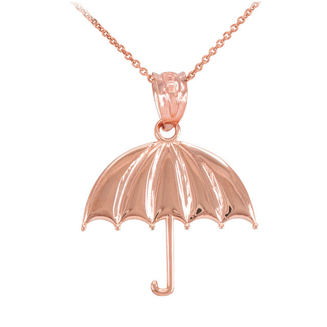 Solid Gold Open Umbrella Pendant Necklace, view 2