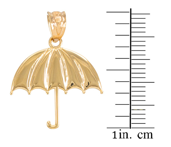 Solid Gold Open Umbrella Pendant Necklace, view 4