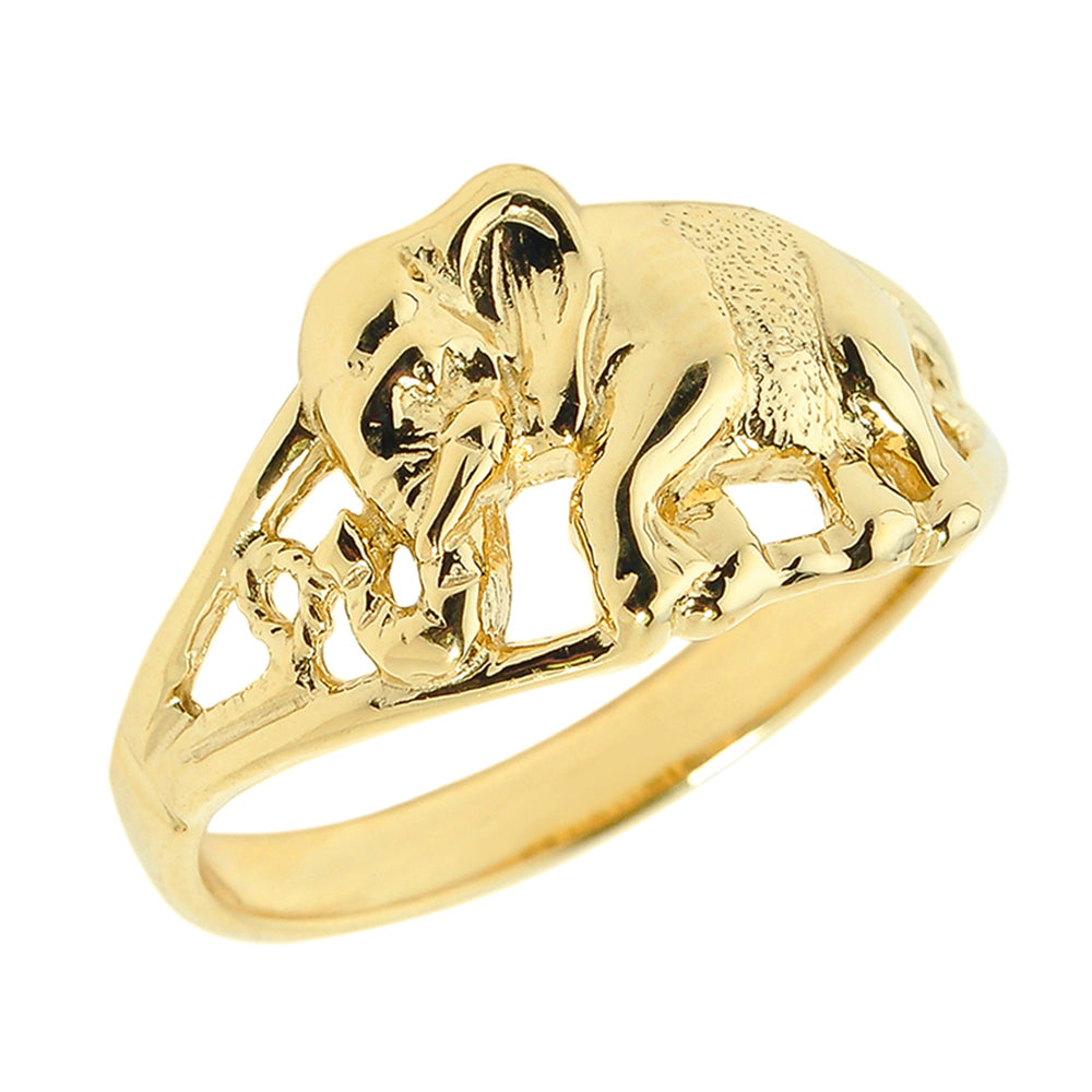 Solid Gold Openwork Elephant Ring