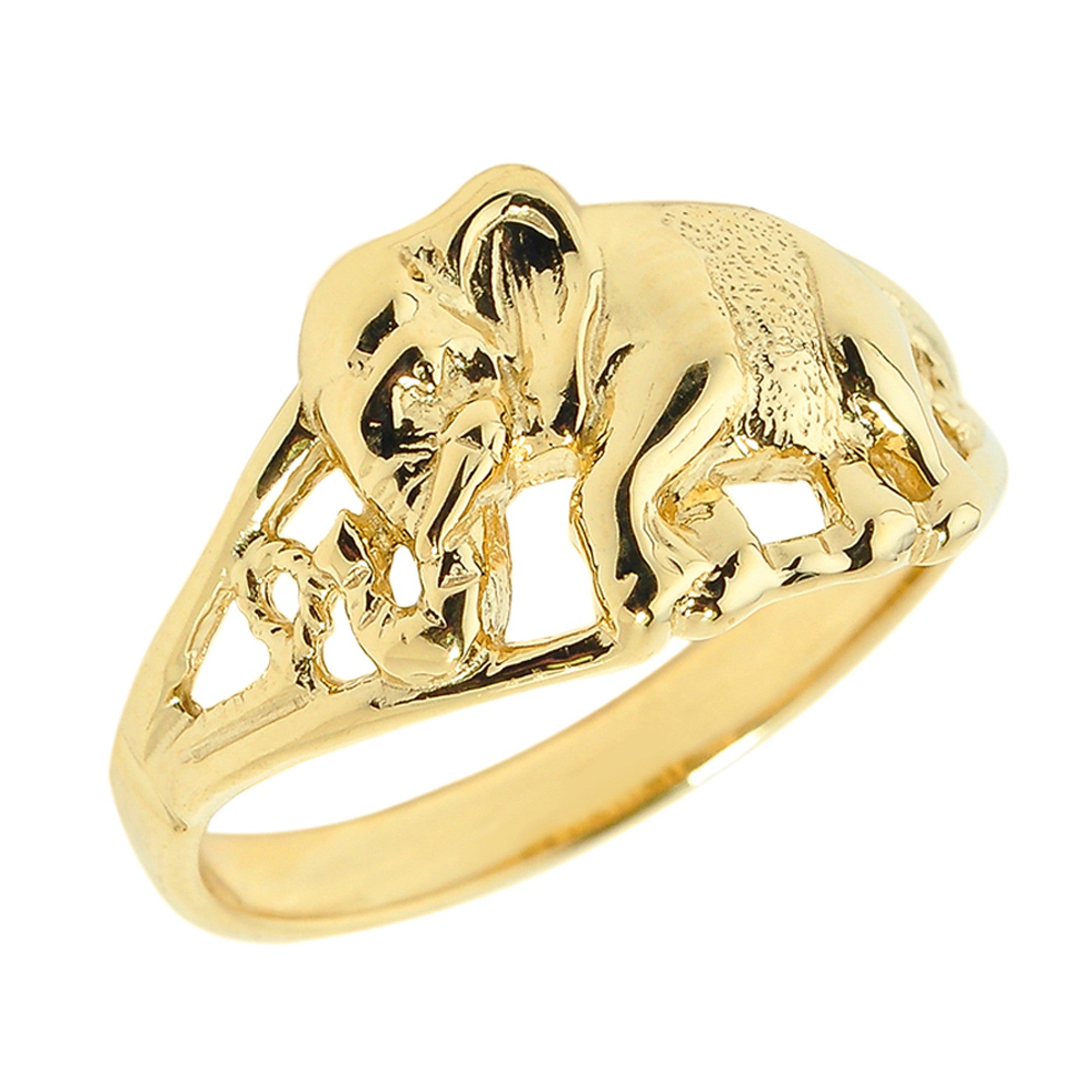 Solid Gold Openwork Elephant Ring