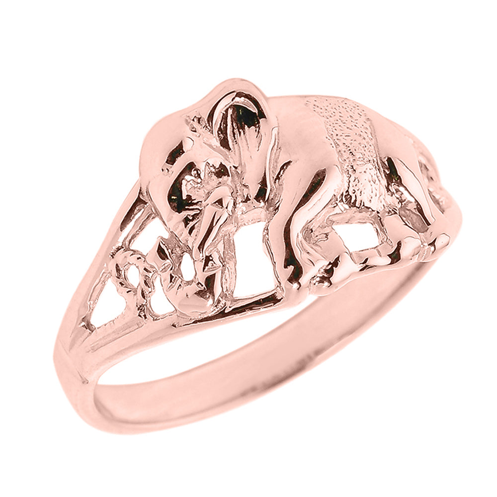 Solid Gold Openwork Elephant Ring, view 2