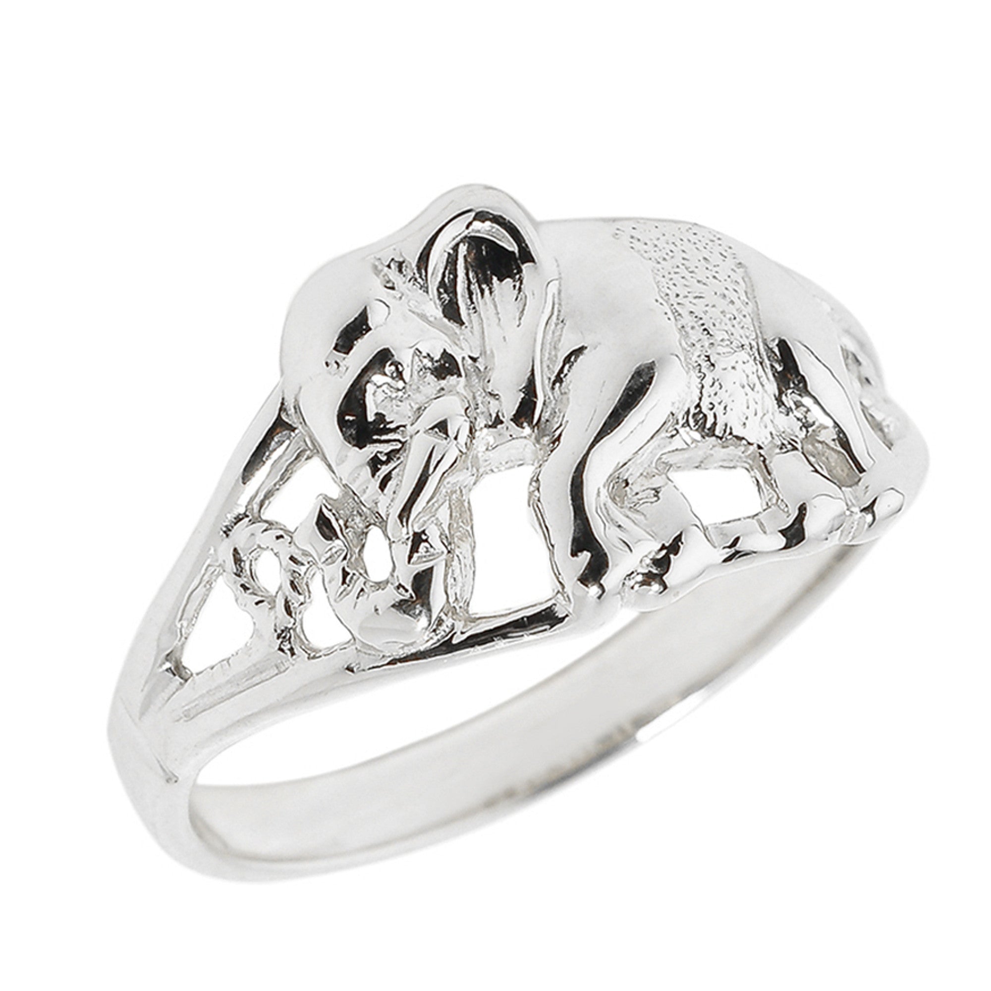 Solid Gold Openwork Elephant Ring, view 3