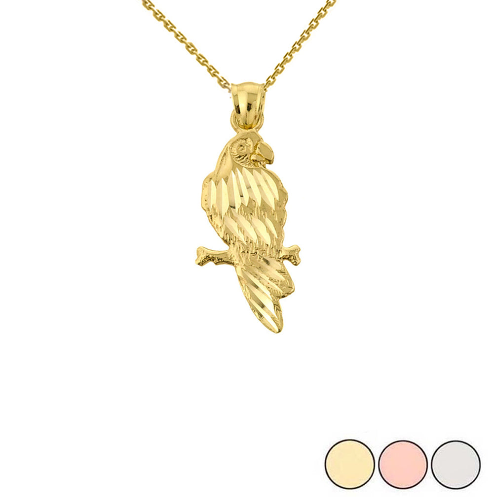 Solid Gold Parrot Pendant Necklace