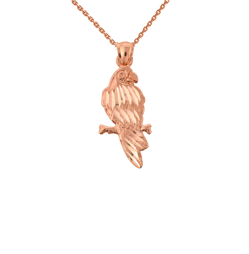 Solid Gold Parrot Pendant Necklace, view 3