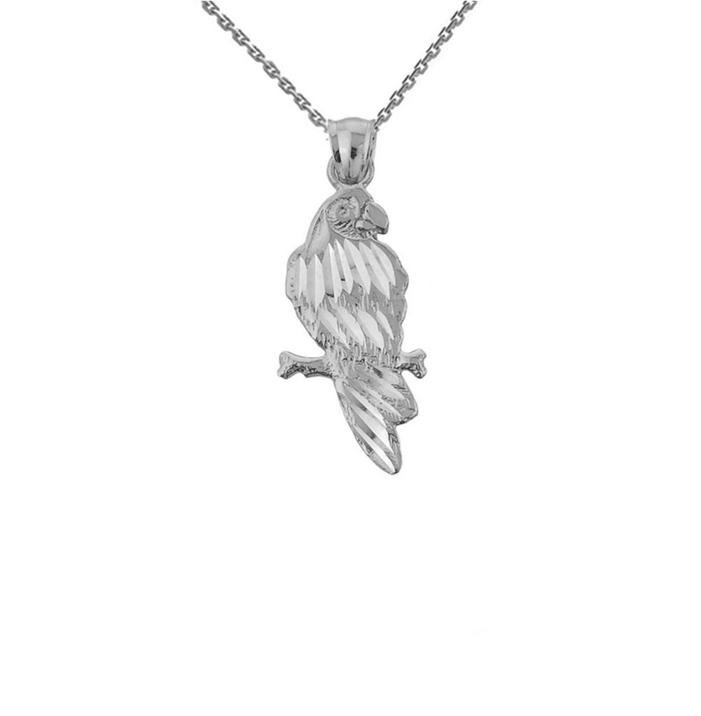 Solid Gold Parrot Pendant Necklace, view 4