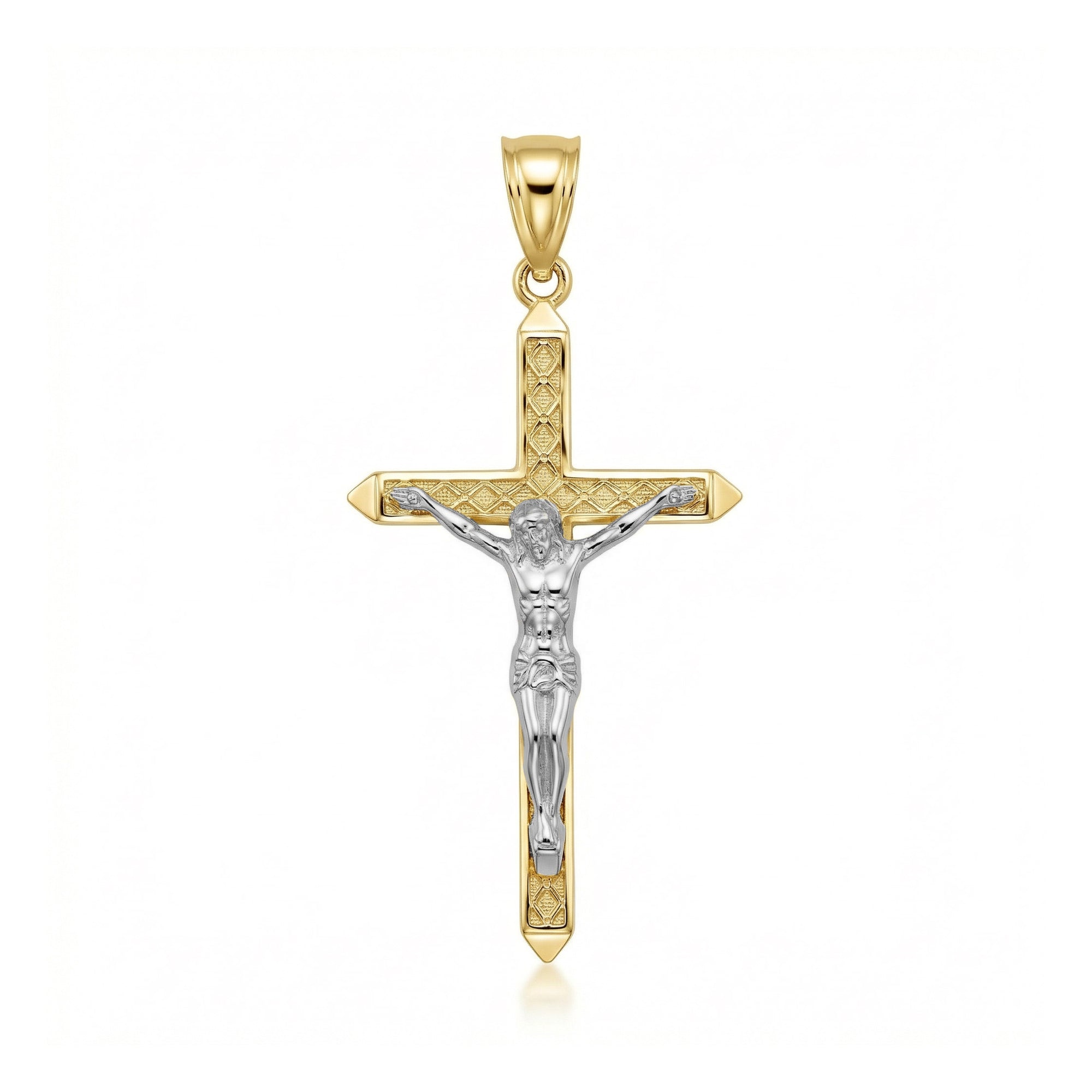 Solid Gold Passion Cross Crucifix Pendant Necklace 1.23" (31 mm), view 6