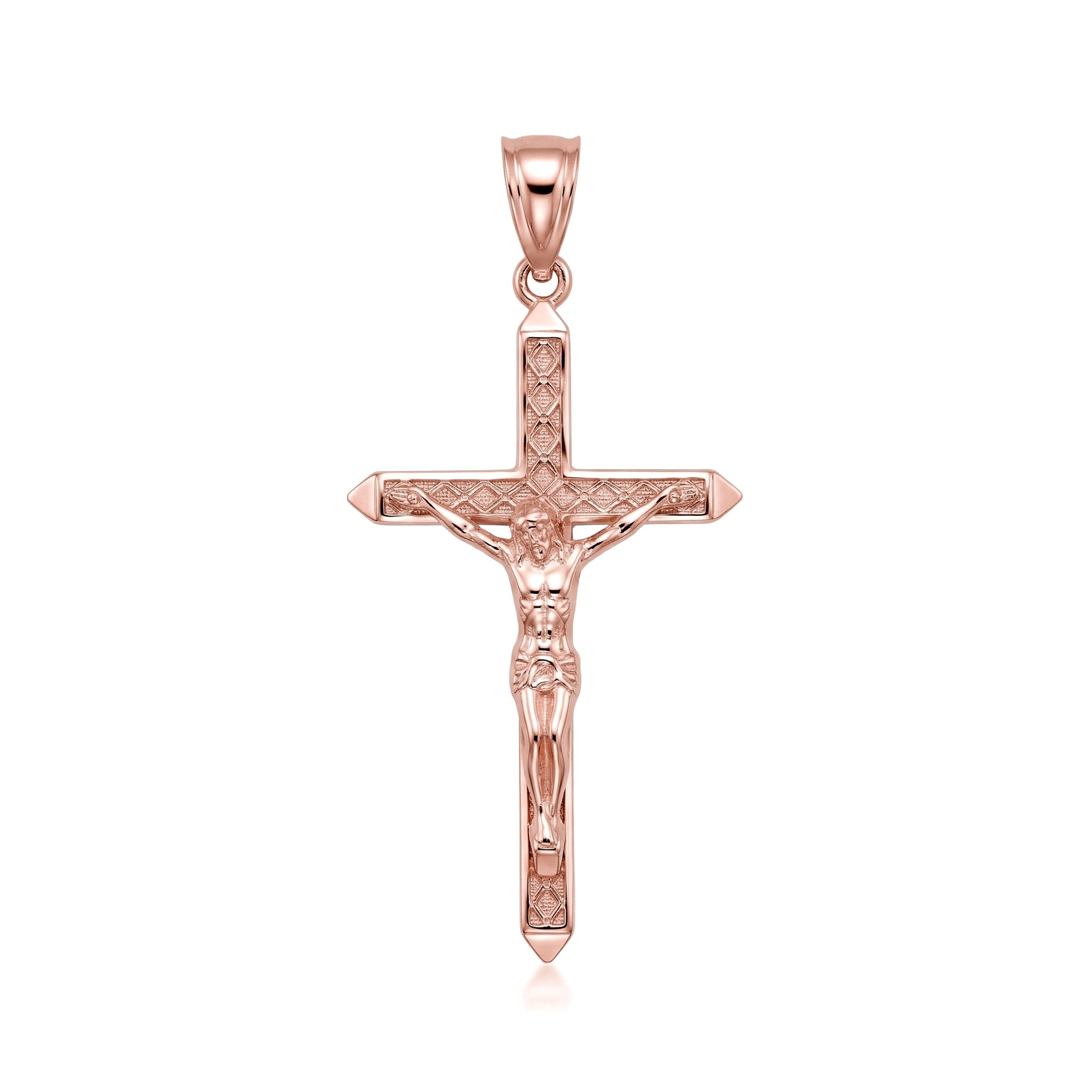 Solid Gold Passion Cross Crucifix Pendant Necklace 1.23" (31 mm), view 7