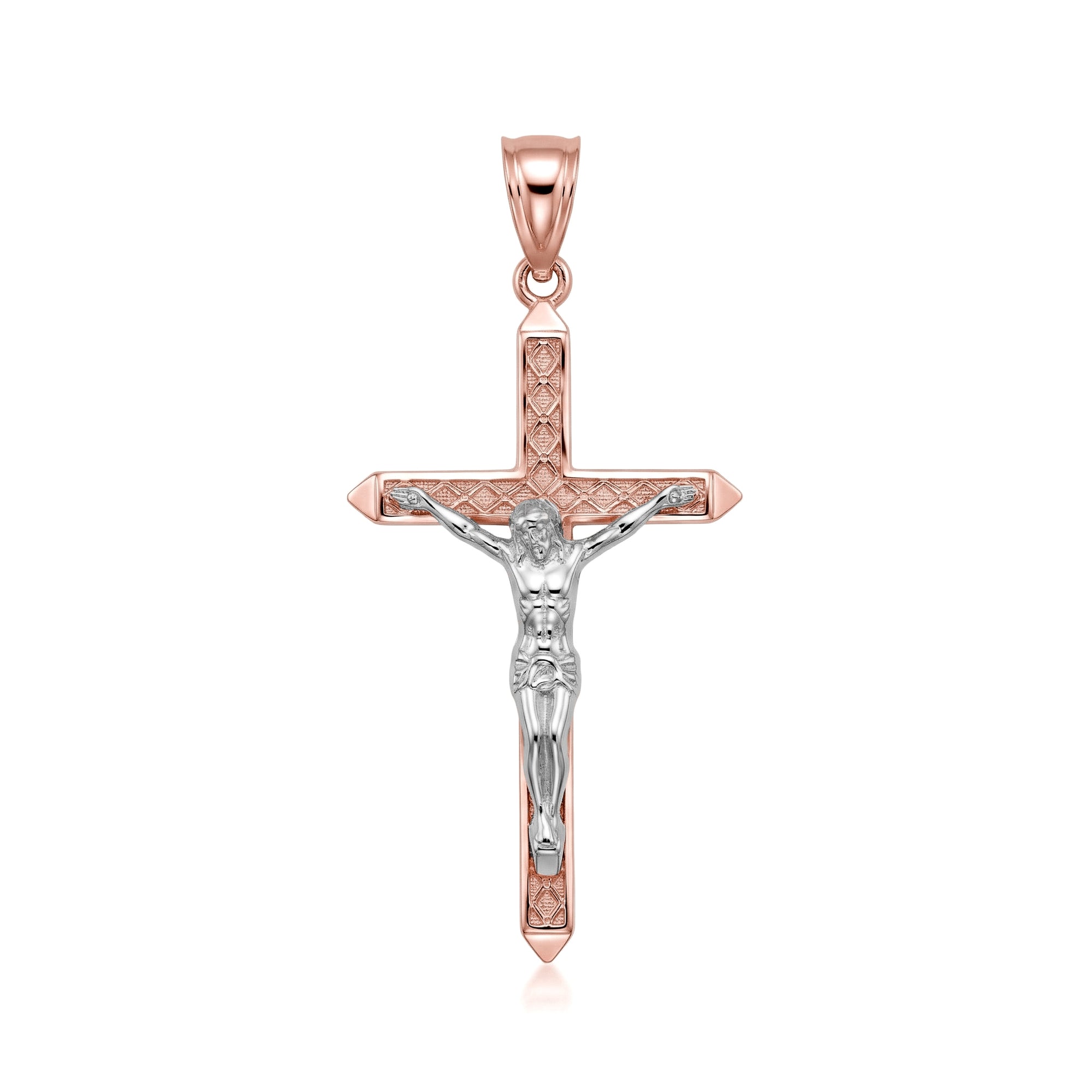 Solid Gold Passion Cross Crucifix Pendant Necklace 1.23" (31 mm), view 8