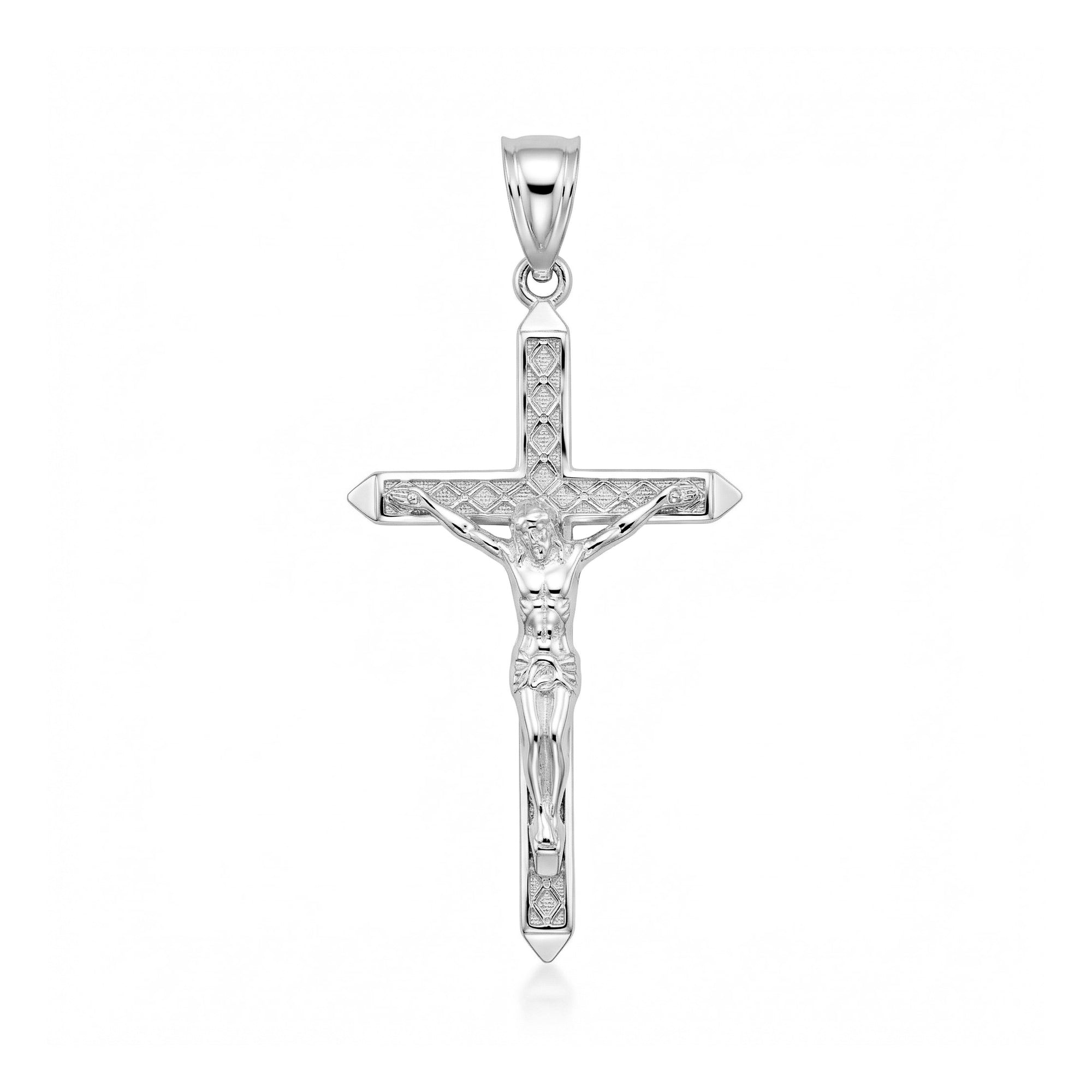 Solid Gold Passion Cross Crucifix Pendant Necklace 1.23" (31 mm), view 9