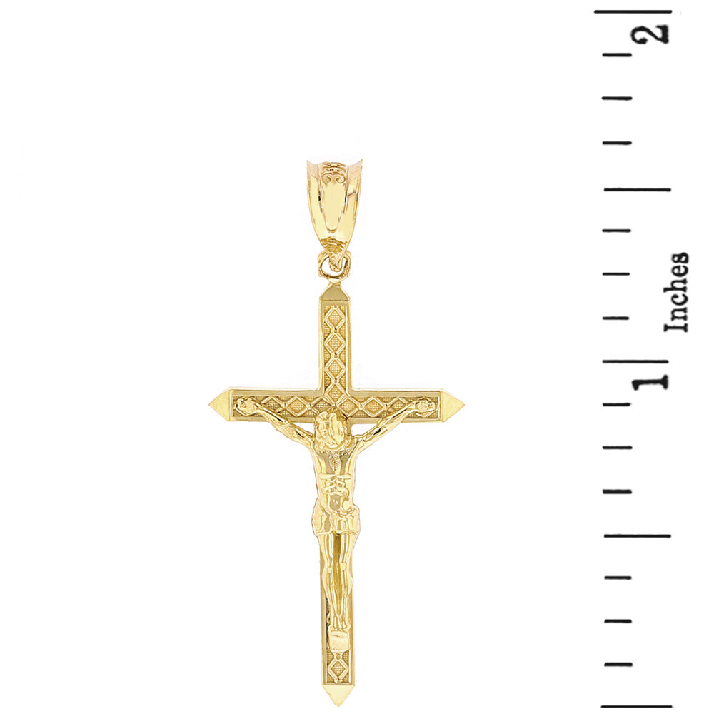 Solid Gold Passion Cross Crucifix Pendant Necklace 1.63" (41 mm), view 2