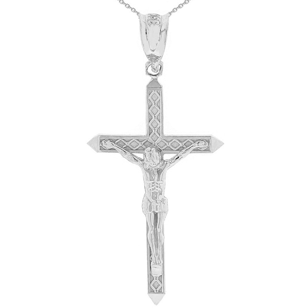 Solid Gold Passion Cross Crucifix Pendant Necklace 1.63" (41 mm), view 4