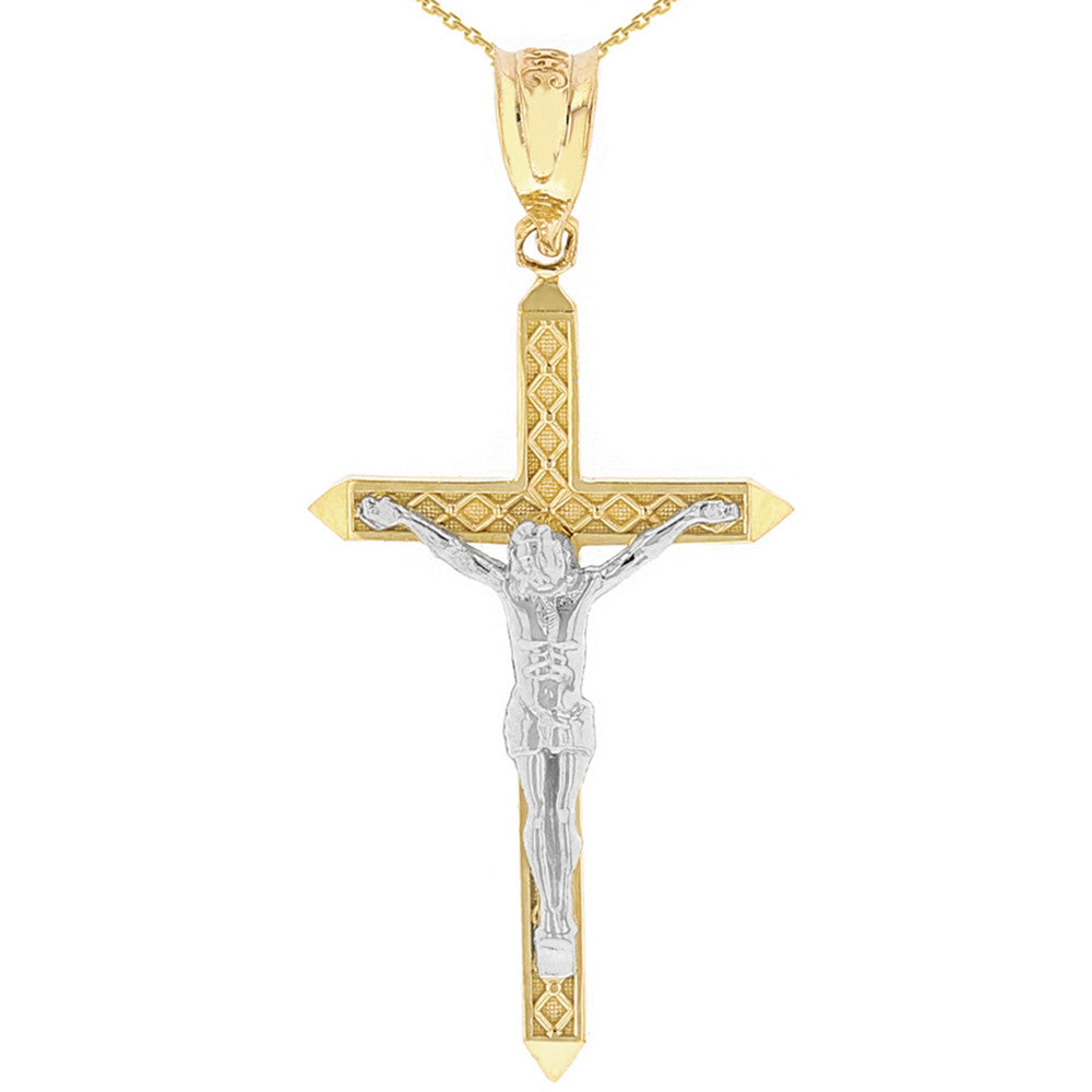 Solid Gold Passion Cross Crucifix Pendant Necklace 1.63" (41 mm), view 5
