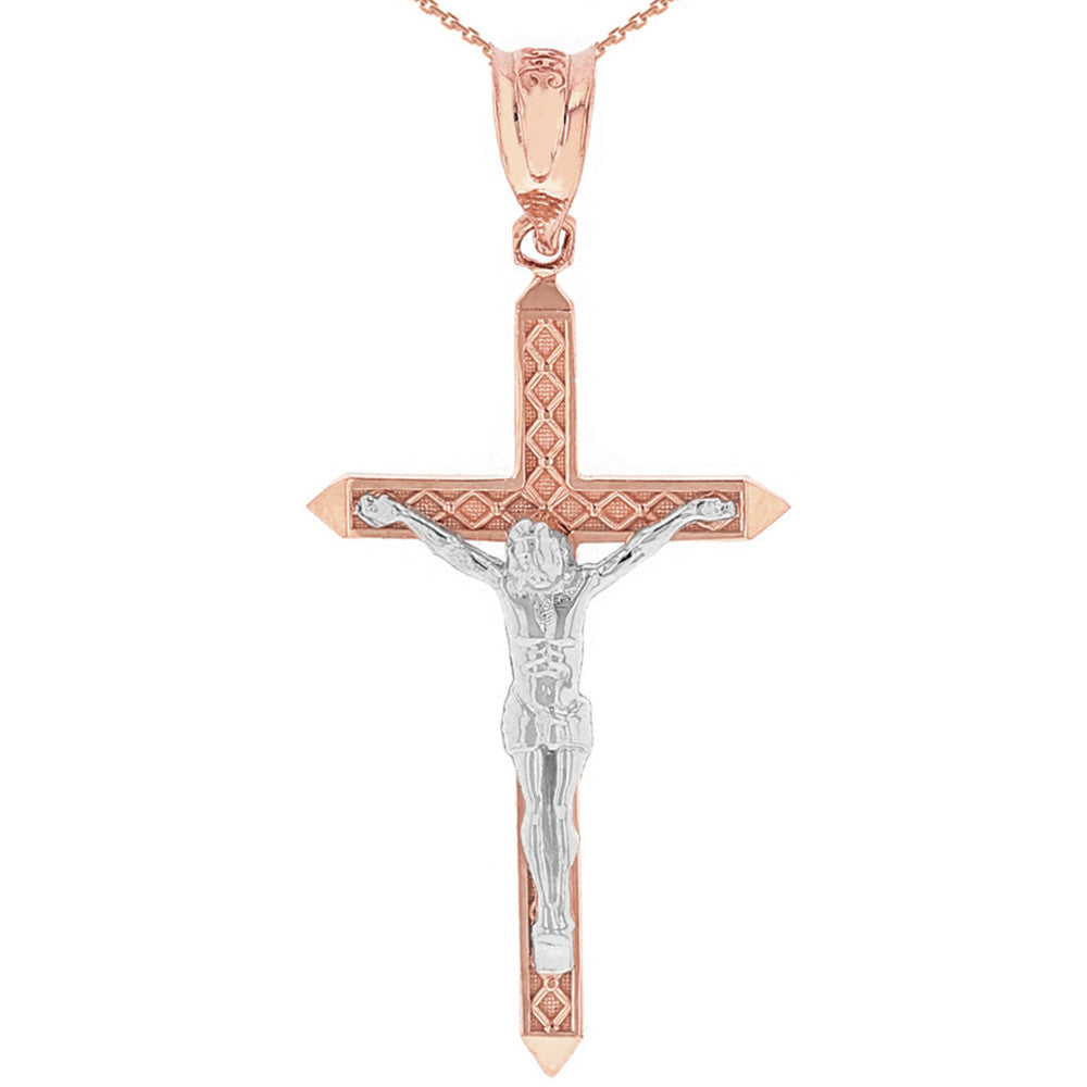 Solid Gold Passion Cross Crucifix Pendant Necklace 1.63" (41 mm), view 6