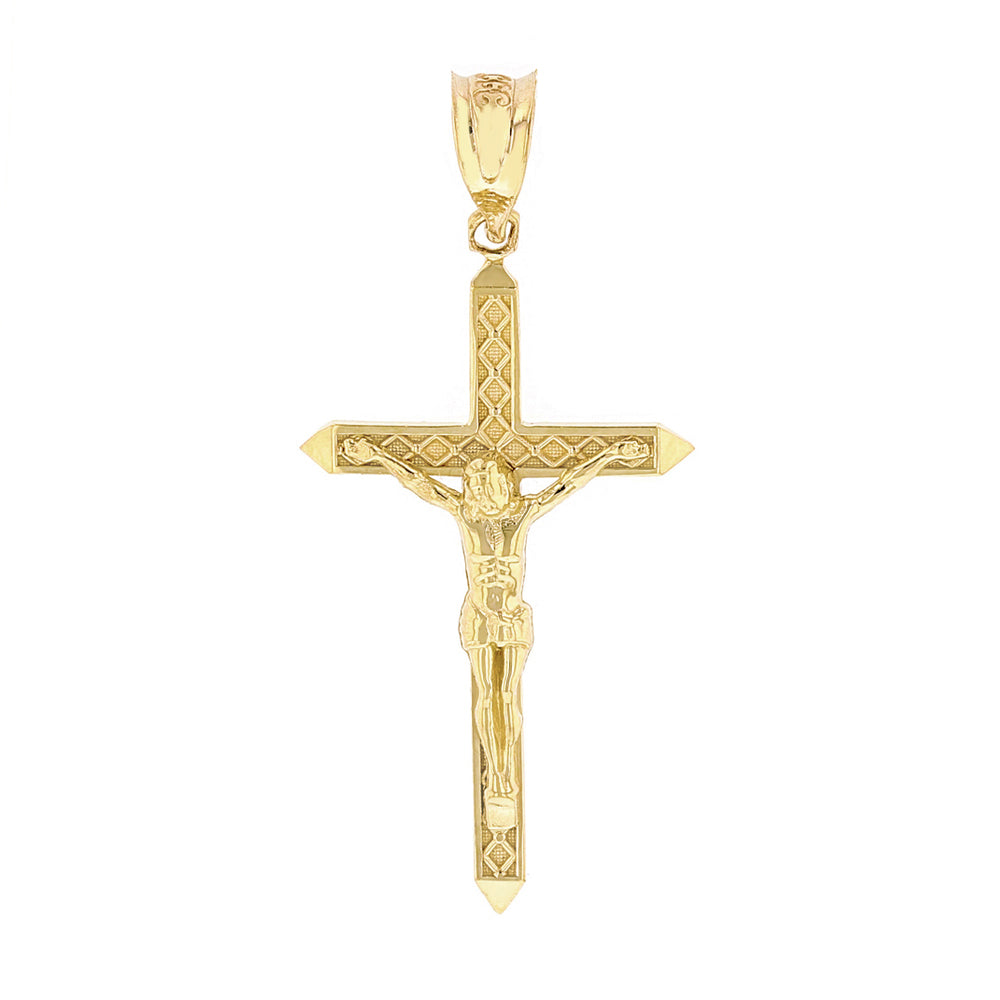 Solid Gold Passion Cross Crucifix Pendant Necklace 1.63" (41 mm), view 7