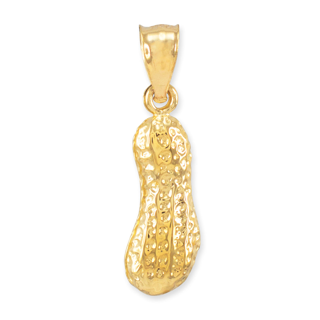 Solid Gold Peanut Charm Pendant Necklace, view 2