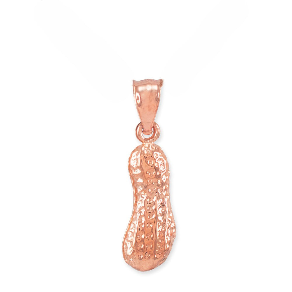 Solid Gold Peanut Charm Pendant Necklace, view 3