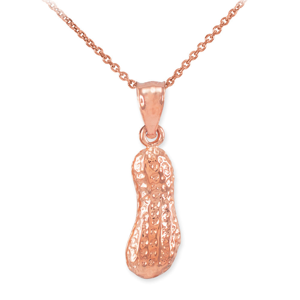 Solid Gold Peanut Charm Pendant Necklace, view 4