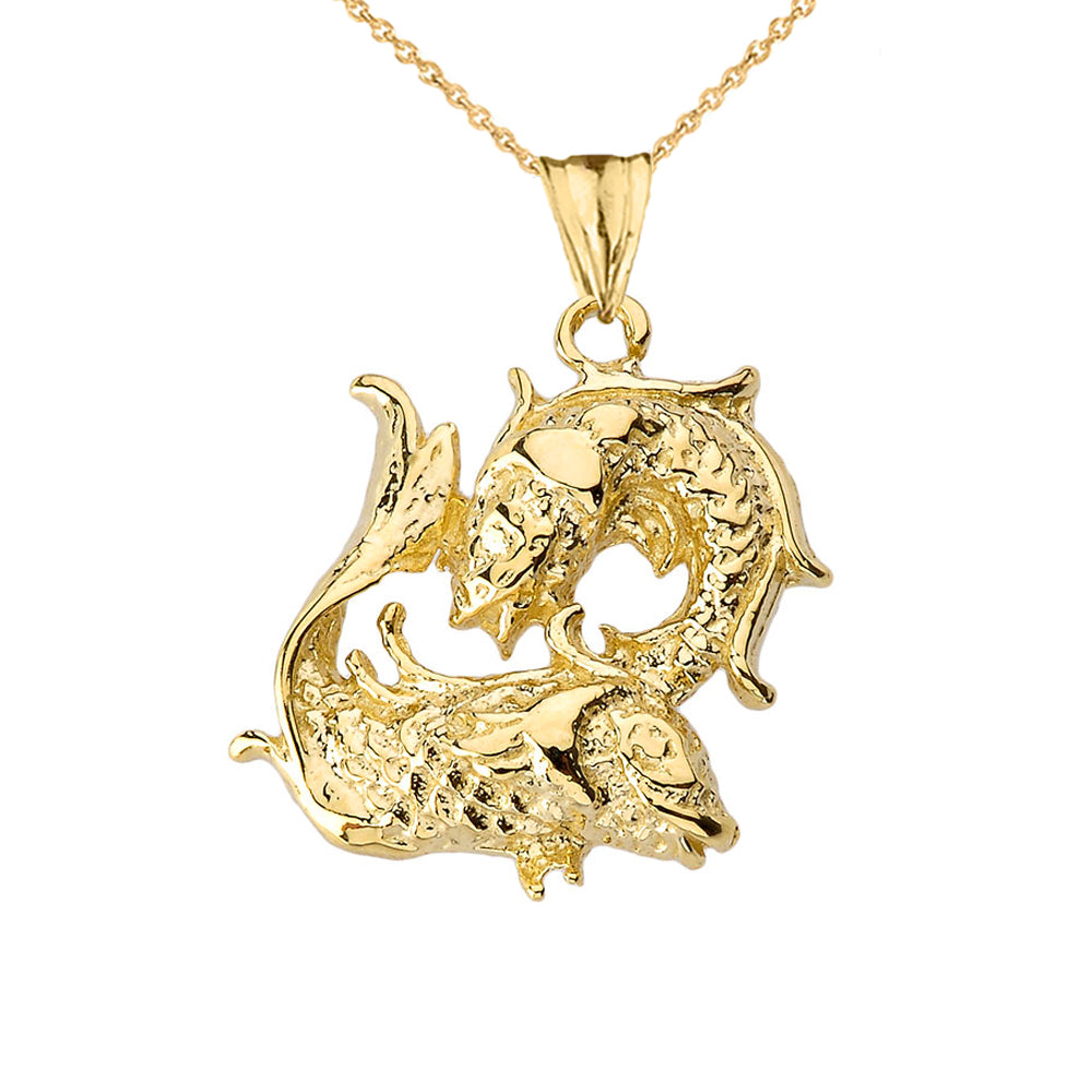 Solid Gold Pisces Pendant Necklace