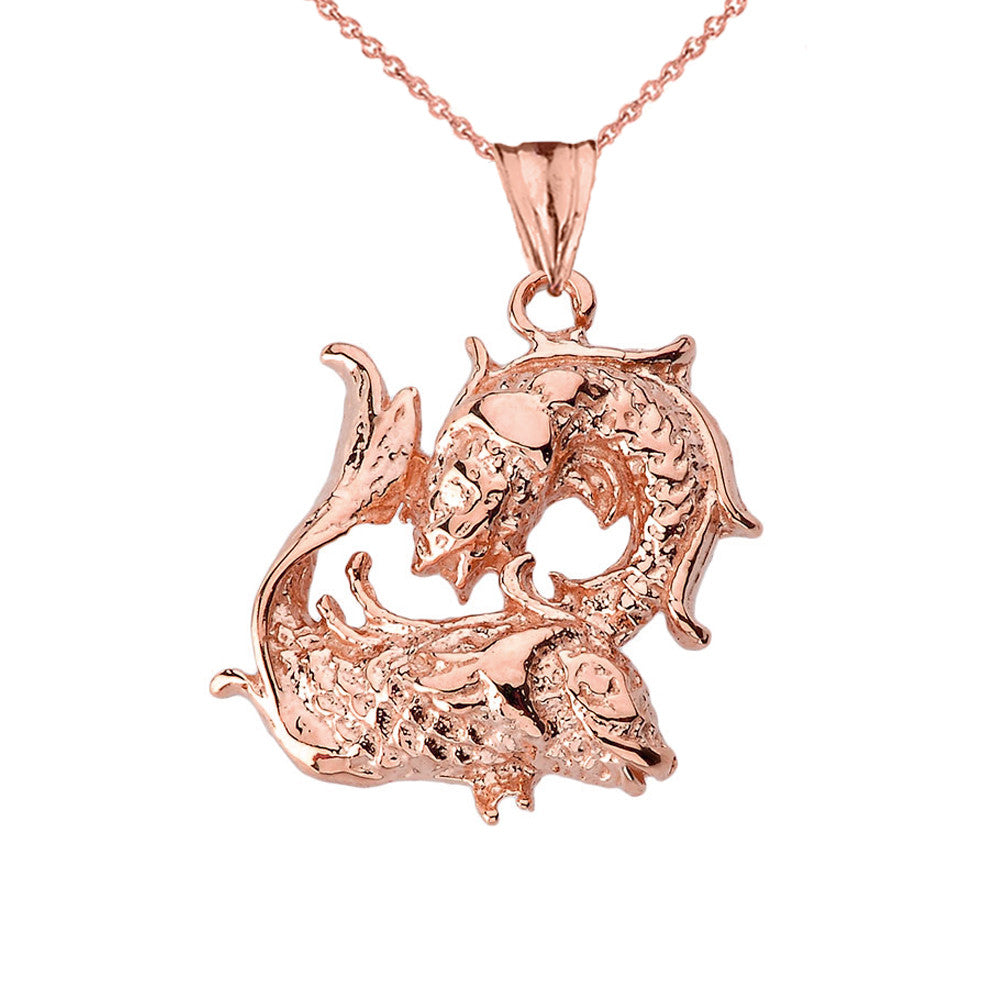 Solid Gold Pisces Pendant Necklace, view 2